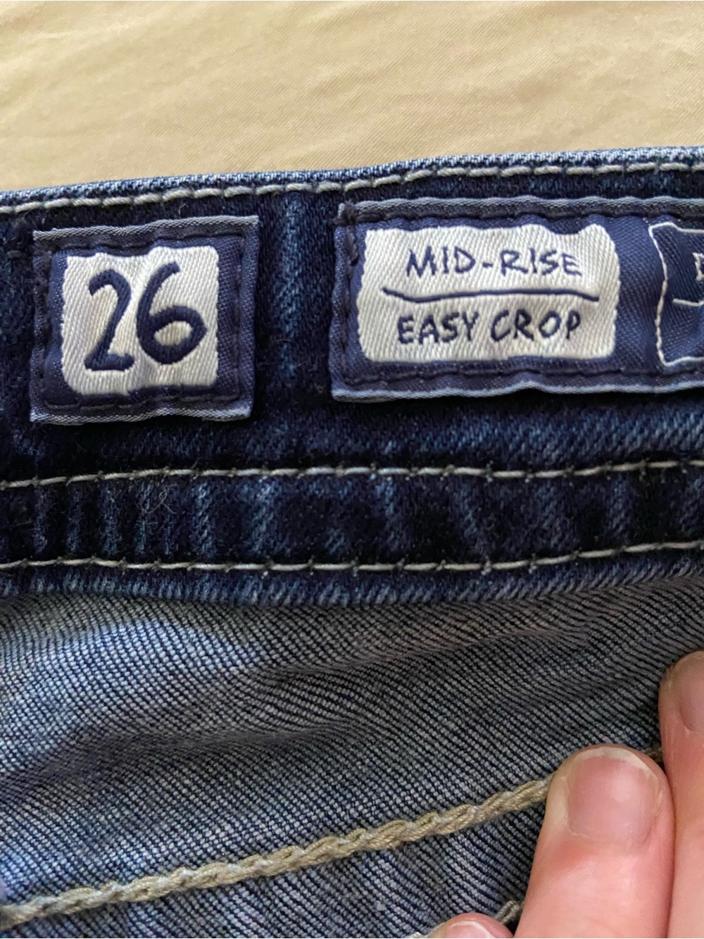 Miss Me Dark Blue Jeans with Cream Embroidered Pocket - Picture 2 of 5